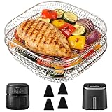 BYKITCHEN Zubehör für Airfryer Philips 2000 6,2L/COSORI Turboblaze 6L/Turbo Tower Pro 10,8L, 3er Set Airfryer Gitter 304 Grillrost, Heißluftfritteuse Zubehör Passt für Chefman/Ninjia Max/Tefal