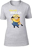 Beats & More Damen Minions-Yellow Bellow T-Shirt, Grau (grau Meliert), 42 (Herstellergröße: L)