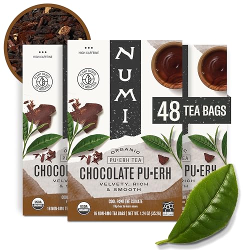 Numi Organic Chocolate Pu-erh Tea, 48 Dark Tea Bags, High Caffeine image 2