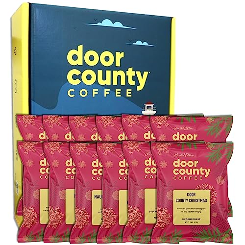 Gourmet Holiday Flavored Door County Coffee - 12 Full-Pot Bags - Gift Set