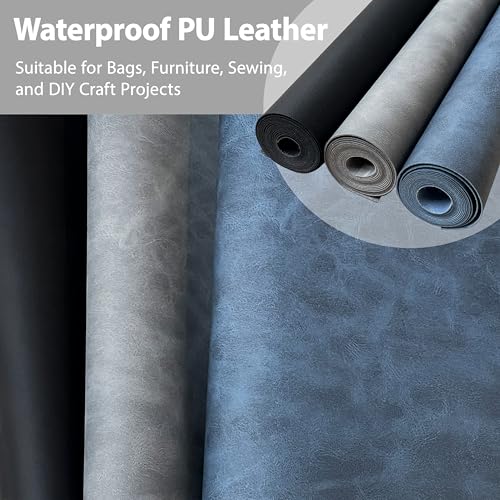 Sensylectra Weiches Kunstleder Matte,Wasserdichtes PU-Leder,Kunstleder Meterware Für Nähen,Taschen, Möbel, DIY-handgefertigte Projekte,140 * 30cm (Schwarz)