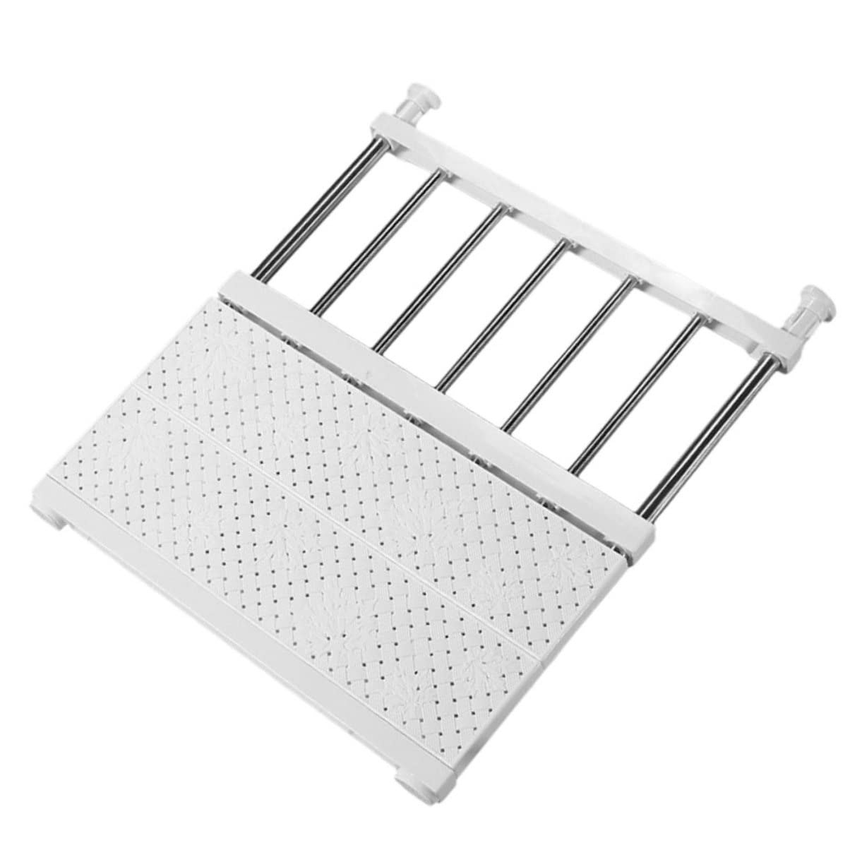 Levemolo 1pc Wardrobe Layered Divider Storage Rack for Clothes Shoes Sundries Punch Expandable Design White Wide