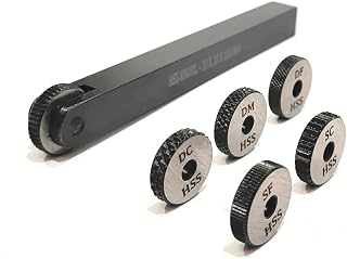 Buyohlic Single wheel knurling tool holder with 5 spare HSS knurls ((10 x 10 x 100 mm))