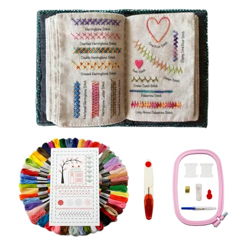 Image of GaoSiMoZ 50 Colors DIY Stitch Book,16 Page Embroidery Stitch Book,Portable Hand Embroidery Books