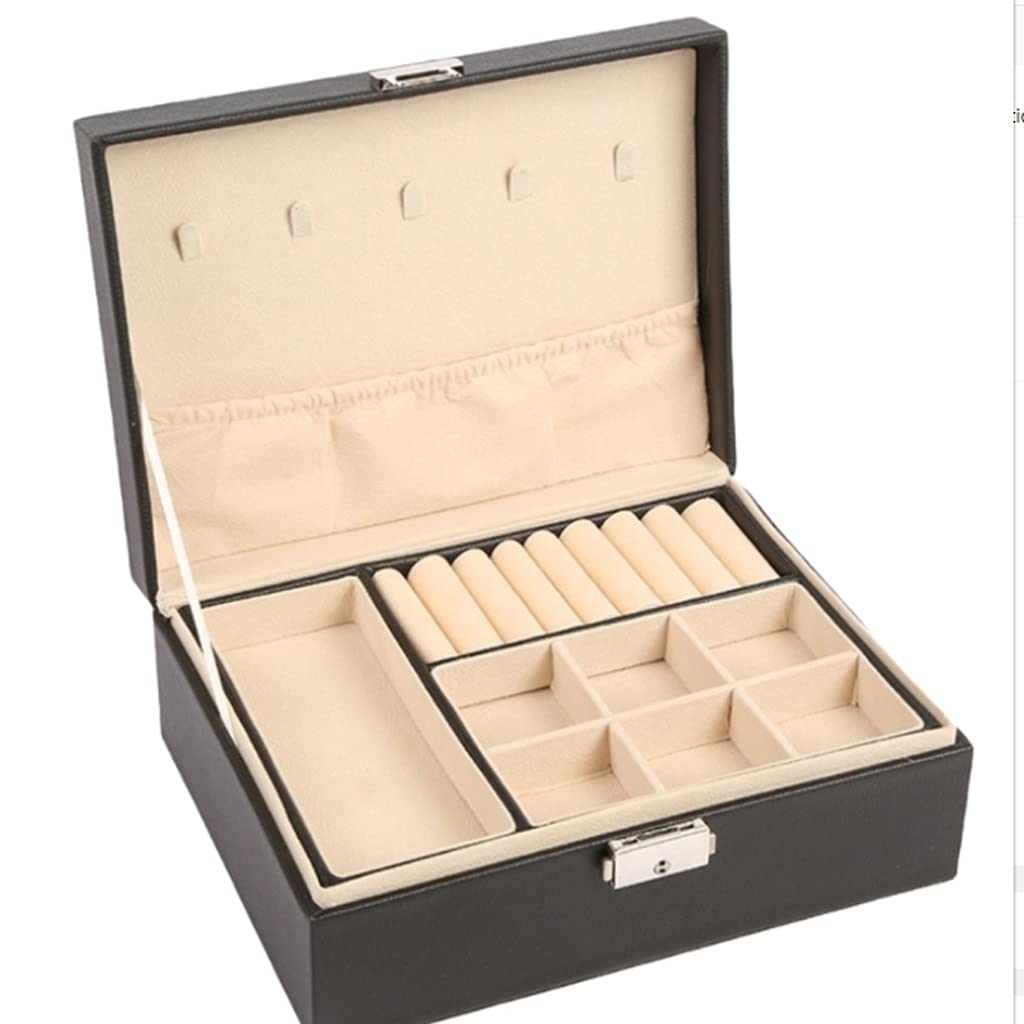 Leather Double Layer Jewelry Box Women Cosmetics Storage for Rings Necklace Earrings Bracelets Storage Box