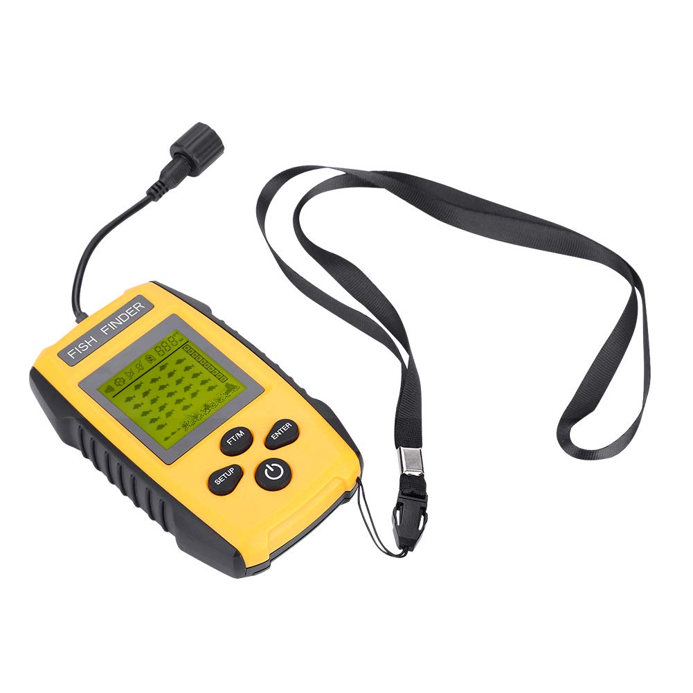 Alomejor Ecoscandaglio LCD Portatile per gli Appassionati di Pesca Sensore Sonar Accessorio da Pesca per Uso in Fiume o in Mare Materiale ABS Gamma di profondità 100 M