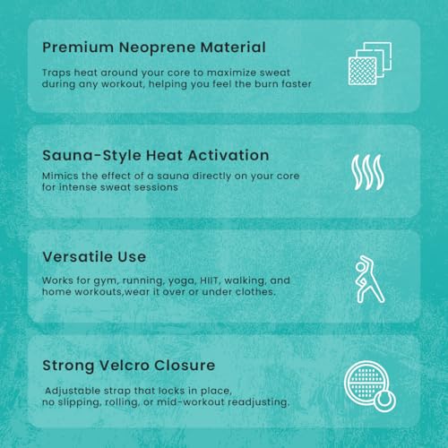 Image of Roughhouse Sweat Slim Belt for Men & Women - Neoprene Sauna Waist Belt for Workout & Core Support, Adjustable Compression Belt for Gym, Running & Home Training (Best Value Fitness Essential)