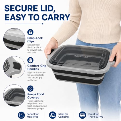 COSPARX XL 3-in-1 Collapsible BBQ Prep Tub with Clear Lid and Drain Plug - Image 6