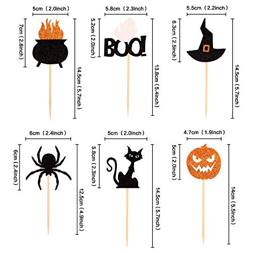 Ercadio 36 Pack Halloween Cupcake Toppers Witch Hat Spider Pumpkin Ghost Cat Cupcake Picks Baby Shower Birthday Halloween Themed Party Cake Decorations Supplies #TOP1