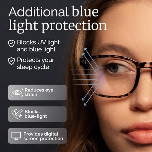 CCVOO Reading Glasses with Blue Light Filtering for Woman and Men, Computer Readers Fashion Eyeglasses (Leopard + Tortoise + Black + Clear + Blue, 3.25) - 3