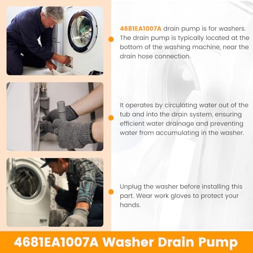 4681EA1007A DP040-012 Drain Pump (OEM) Compatible with, kenmore Washer Drain Pump 5859EA1004F 5859EA1004P 5859EA1004G WH23X10020, Fits for WT1101CW WT5001CW WT7200CW WT1201CV WT5270CW by MONST - Image 6