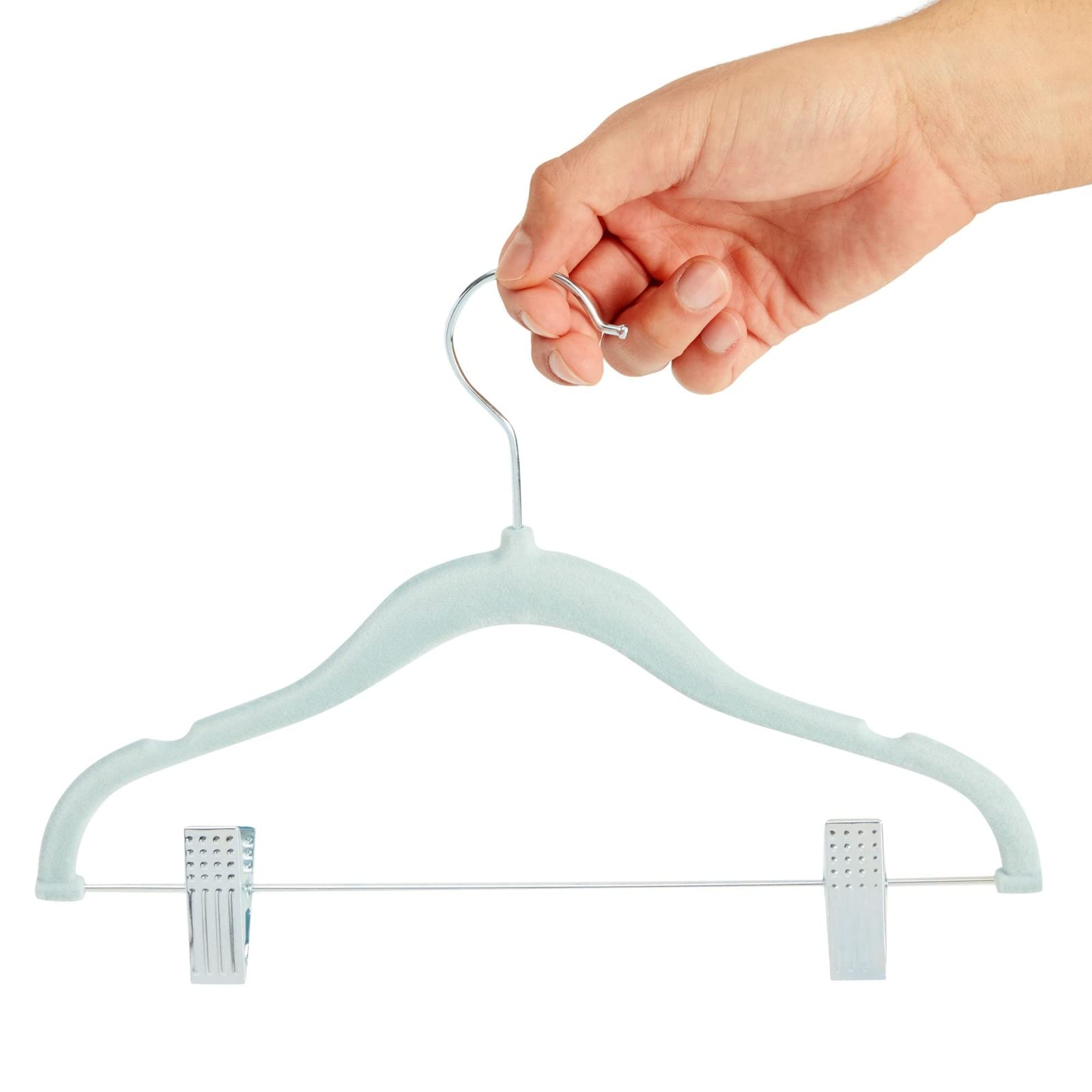24 unidades perchas de terciopelo ropa de bebé con clips azul Ultra Thin No Slip Kids 12 "X 8" Por Juvale
