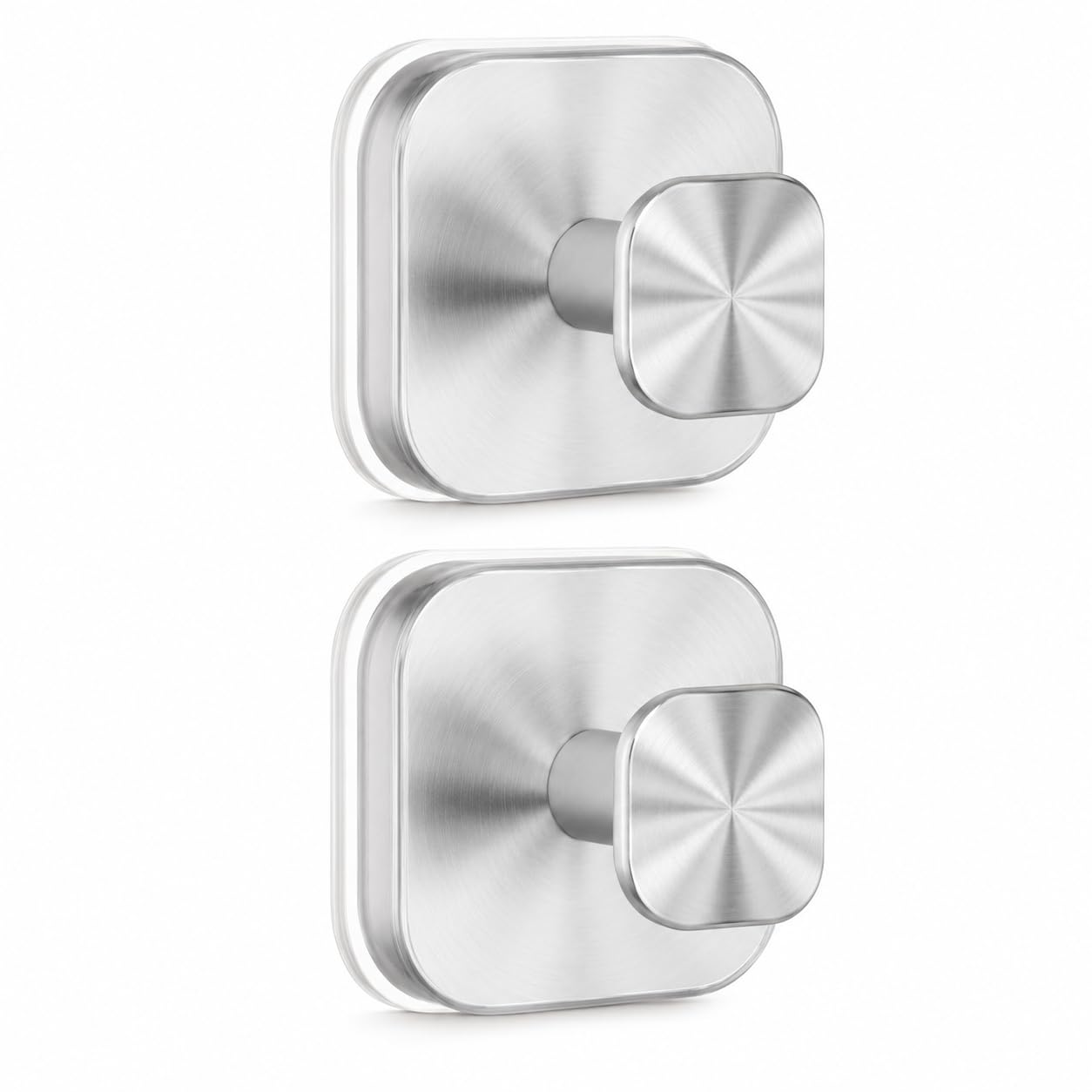 2 Pack Silver Suction Cup Hooks, No Drilling Strong Hold up to 33lb (15kg)