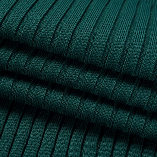 Bipasion Womens V Neck Long Sleeve Pullover Sweater Dress Midi Bodycon Dress Ribbed Knit Wrap Dress Slim Fit With Belt Dark Green #TOP5