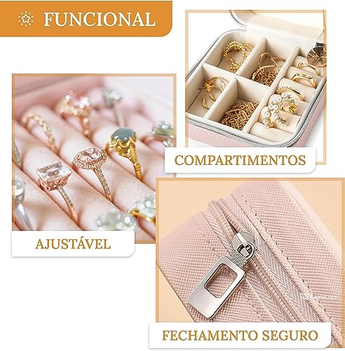 Porta-jóias portátil, Caixas de Jóias Para Mulheres Conjunto de Colar, Bolsa de armazenamento de joi
