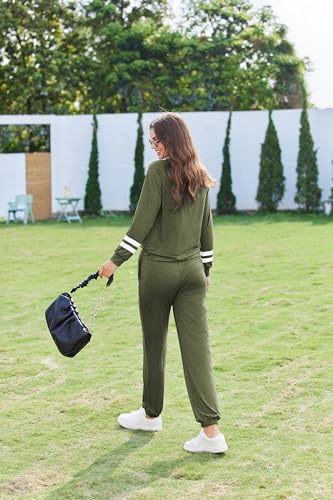 Image of Ekouaer Sweatsuits Womens Loungewear Set Tracksuit Long Sleeve Pajamas Set with Pockets 2 Piece Outfits Lounge Sets