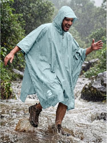 Image of SaphiRose Hooded Rain Poncho Waterproof Raincoat Jacket for Men Women Adults