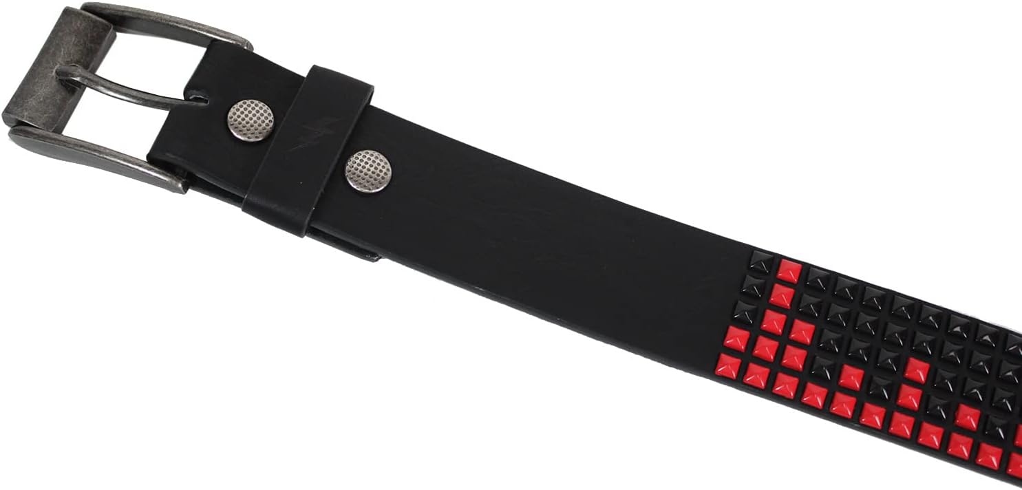 Lowlife of London Belts Shrink 5 Row Pyramid Leather Belt, Studded Punk Goth Rock Pyramid Belt for Men and Women