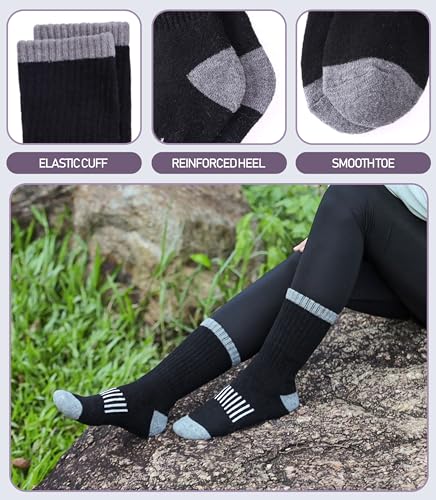 Image of DYW Womens Merino Wool Hiking Socks Thermal Warm Winter Boot Crew Socks Cushion Work Walking Gift Socks 5 Pairs