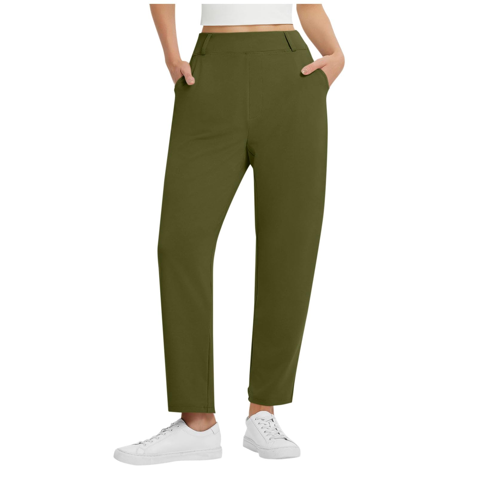 Womens Hybrid Pants Dress Casual Tapered Leg Joggers Trendy High Waist Solid Ankle Pants for Work Business