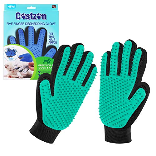 Pet Hair Remover Glove for Cat Dog, Pet Grooming Glove for Dog Cat Brush Gentle Shedding and Grooming Pet Supplies Massage Mitt Enhanced Five Finger Design Efficient for Long & Short Fur Pet, 1 Pair