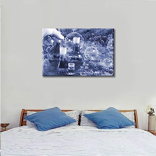 Image of TUMOVO 1 PanelsScientist and Test Tubes Laboratory Concept Artwork Canvas Paintings for Bedroom, Living Room, Office. Medical Chemical Equations Home Decor Framed Ready to Hang (16 inch Wx24 H)