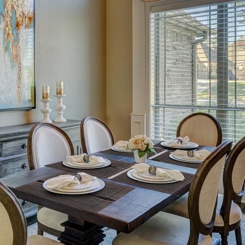 Image of Aofmee Placemats Set of 6, Washable PVC Place Mats, Heat Resistant Non-Slip Table Mats, Woven Vinyl Plastic Placemats for Dining Table Decor, Stain Resistant Kitchen Table Placemats, Easy to Clean