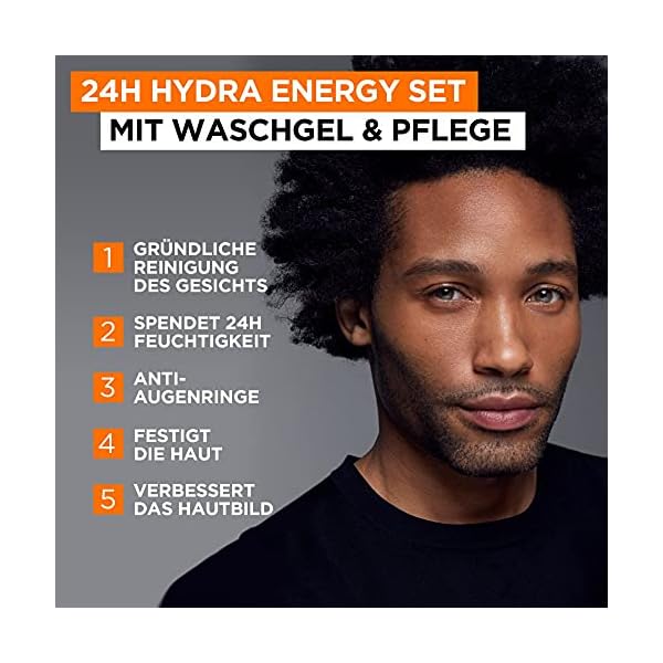 L'Oréal Men Expert Geschenkset für Männer, Mit Waschgel und 24h Feuchtigkeitspflege mit Guarana und Vitamin C, Hydra… – Bild 4
