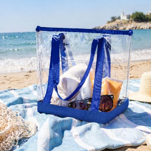 Image of Silkfly Clear Tote Bags Bulk, PVC Shoulder Handbag, Security Approved See Through Bag with Zipper Closure for Work