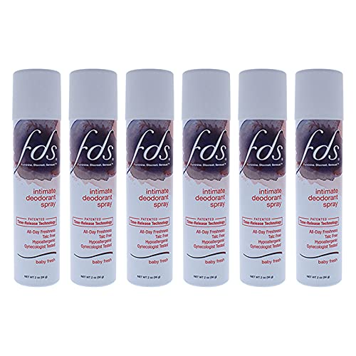 Intimate Deodorant Spray - Baby Fresh by FDS for Women - 2 oz Deodorant Spray - Pack of 6