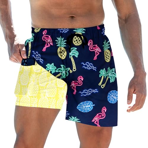 Mens Swim Trunks with Compression Liner 5.5