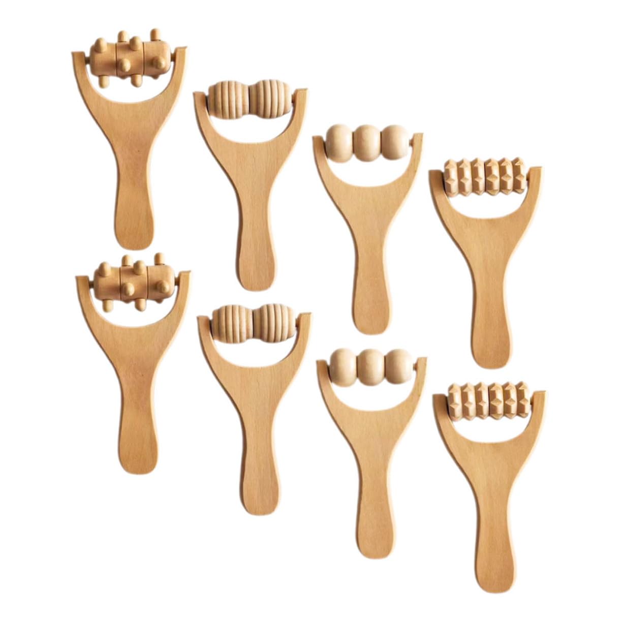 GALPADA 8 Stück Holzrollenmassagegerät für Körper und Beine mit Ergonomischem Griff Einfache Handhabung für Zuhause und Outdoor Massage
