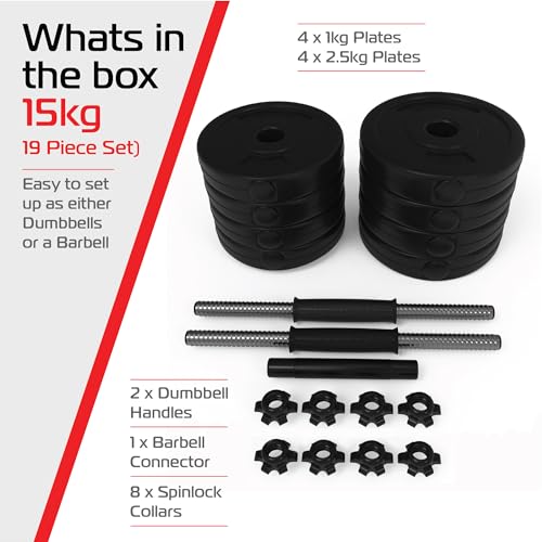 Body Revolution Vinyl Dumbbell Set Adjustable Free Weights 15KG Set Weight Lifting, view 2