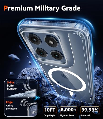 Image of FNTCASE for Motorola Edge-2026 Magnetic Case: Clear Military Grade Drop Protection with Screen Protector Anti Yellowing Cell Phone Cover - Rugged Shockproof Protective Bumper Transparent Phonecase