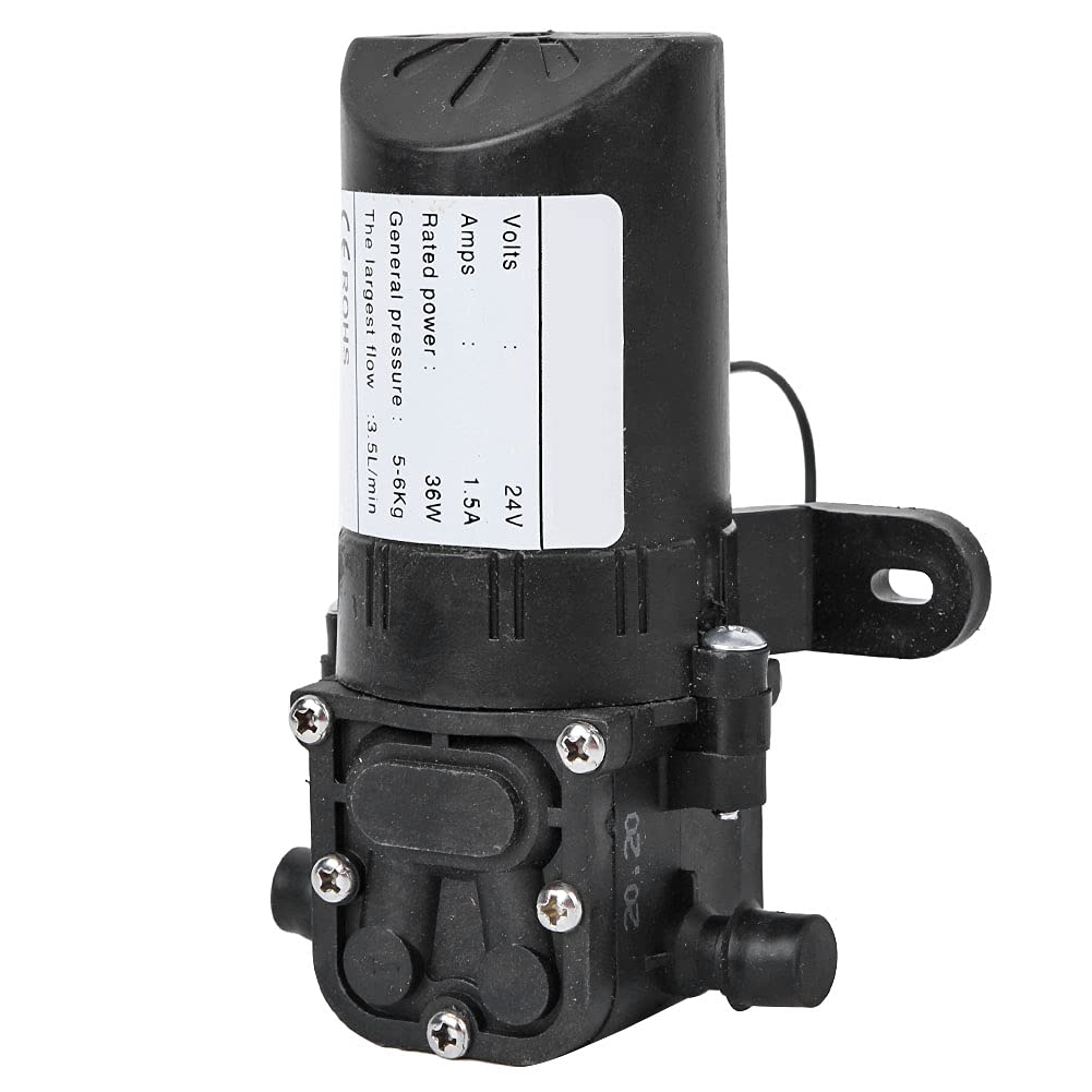 Micro Pompe à Membrane D'amorçage, DC 24V 3.5L/min Pompe à Eau Haute Pression de Moteur à Courant Continu, Mini Pompe à Eau Interrupteur Automatique à Moteur à Air Sous Vide pour Aquarium (DC24V)