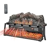 VEVOR Electric Fireplace Log, 25 inch Fireplace Insert Log Heater, with Crackling Sound,Remote Controller, 5 Adjustable Flame Brightness, Timer, Overheat Protection, Thermostat, for Home Decor Black