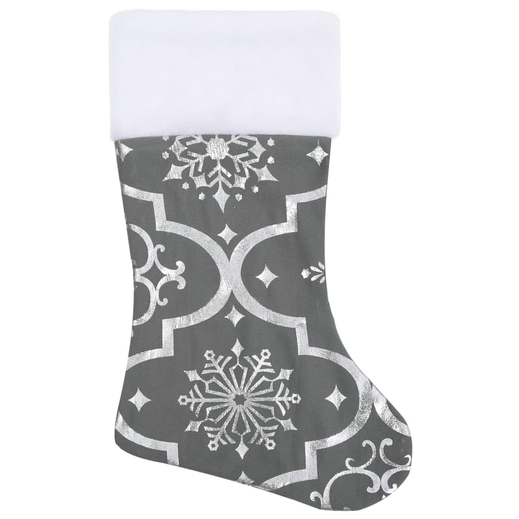 Couverture de sapin de Noël de luxe grise 90 cm en tissu avec motif neige et chaussette, couverture de sapin ronde pour salon, tapis de sapin et protection de sol, jupe d'arbre pour