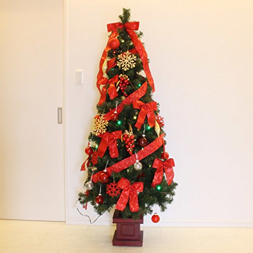 Amazon.co.jp: LED50球 180cm 木製ポットクリスマスツリー レッド