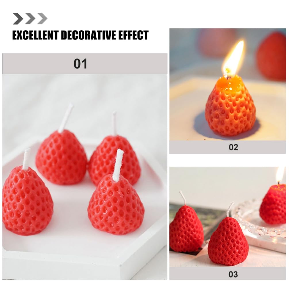 9 Velas Con A Fresa: Velas Decorativas Con Forma De Fruta Para De Boda Fiestas De Cumpleaños Y Aromaterapia Casera (Rojas 4 5 X 4 Cm)