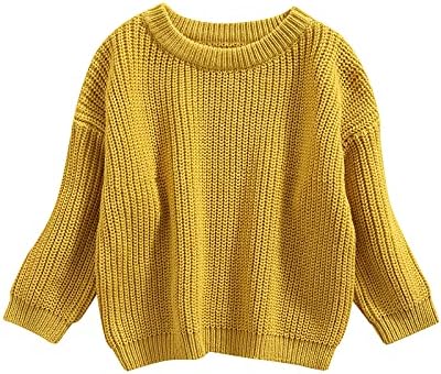 Autumn Winter Warm Outfits Baby Girl Cute Long Sleeve Knitted Sweater Pullover Top (Yellow,3-4T)