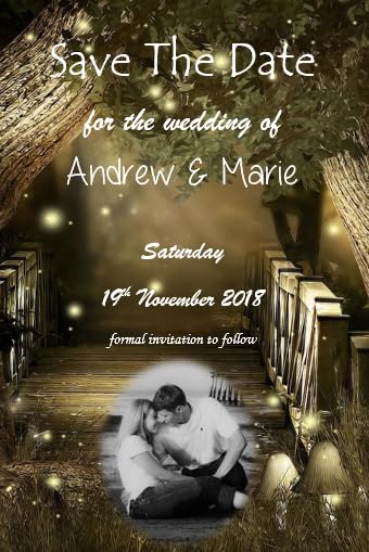 Personalised Stunning Wedding Fireflies Save The Date, Save The Evening Cards, Invitations, Invites, Complete with envelopes Ref SD51 WITH PHOTO (90)