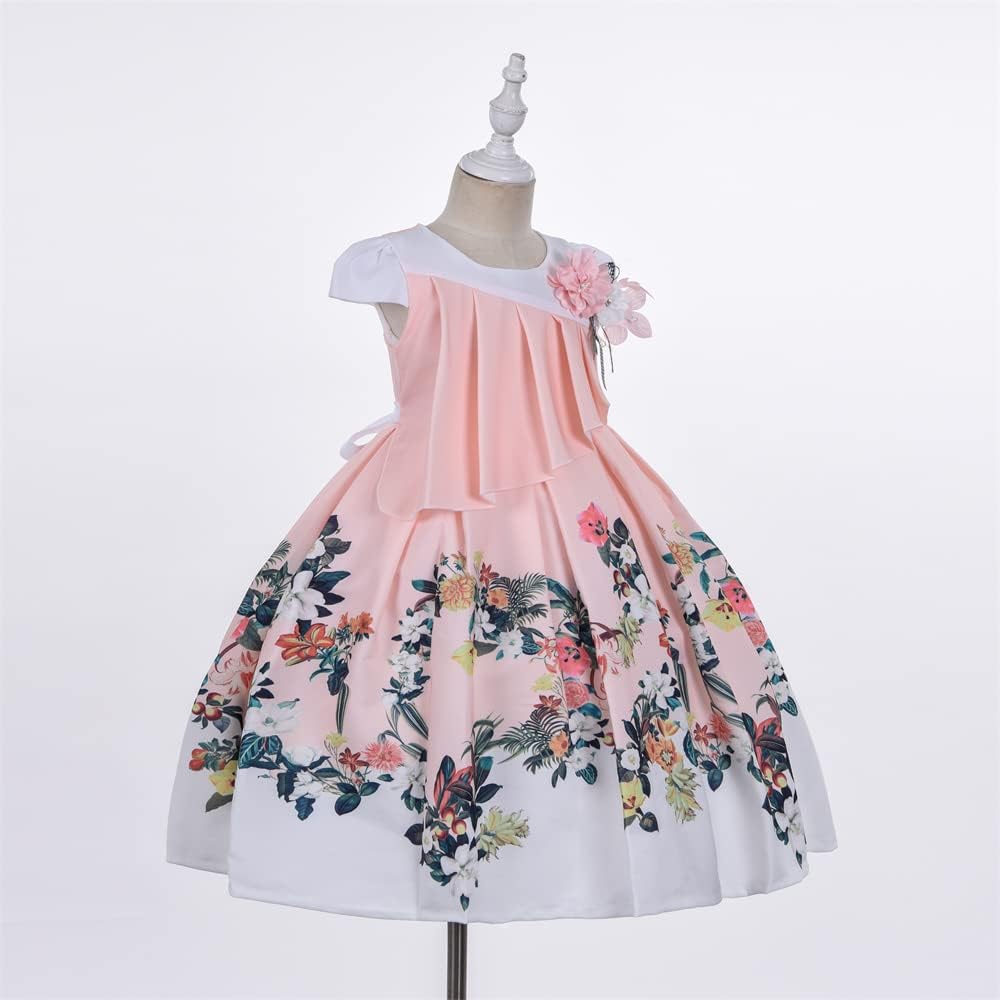 Cosplay Life Elegant Flower Glown Dress for Girls Young Adult Fashion Bow Flower Kids Party Festival Ages 5-9 Years Old - Image 3