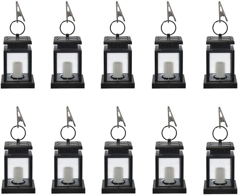 GVSHINE 10 Pack LED Solar Mission Lantern, Vintage Solar Powered Waterproof Hanging Umbrella Lantern Candle Lights Led with Clamp Beach Umbrella Tree Pavilion Garden Yard Lawn Lighting & Decoration