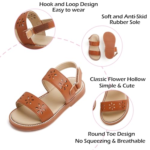 Image of PHIRAMIN Toddler Girl Sandals - Flower Girl Dress Shoes Open Toe Little Kid Flats