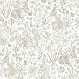 Livelynine 17.5x276 Neutral Peel and Stick Wallpaper Vintage Floral Cream French Country Cottagecore Wall Paper for Bathroom Bedroom Nursery RV Antique Renter Friendly Contact Paper Waterproof Taupe