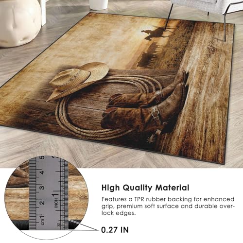 Tapete lavable estilo vaquero 5'x7' con respaldo antideslizante miniatura 5
