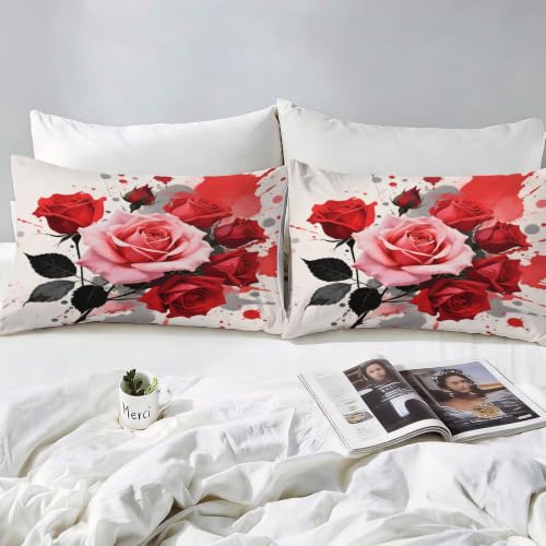 Housse de couette 200x200 imprimé rose en microfibre infroissable avec fermeture éclair - 4