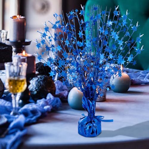 Image of Crowye 3 Pcs Table Centerpiece for Party Blue Star Table Decoration Metallic Foil Spray Centerpiece for Birthday 4th of July 250th Anniversary Party Decorations