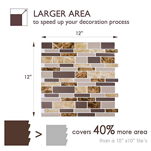 10 Sheets Peel and Stick Kitchen Backsplash - 12" x 12" Premium Tile Backsplash 3D Wall Tiles - Thumbnail 3
