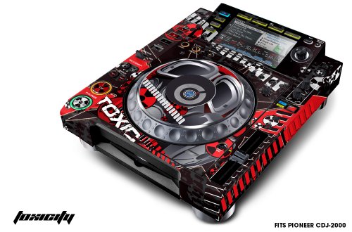 Designer Decal for:Pioneer DJ , CDJ-2000 Professional Multi Player-TOXICITY-Red